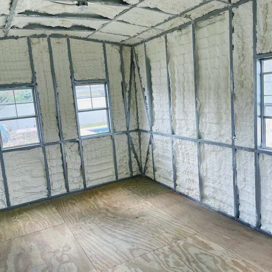Closed-cell spray foam insulation applied to wall cavities in a residential project in Rocky Hill